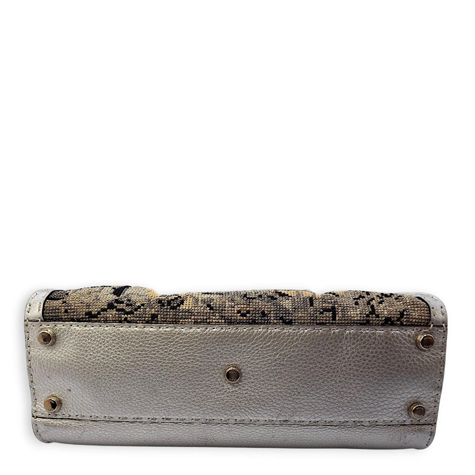 Peekaboo Saddlery Silvery Top Handle Bag in Calfskin, Silver hardware