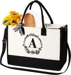 personalized bags for women,Tote Bag For Women,Initial Tote Bag For Women With Zipper
