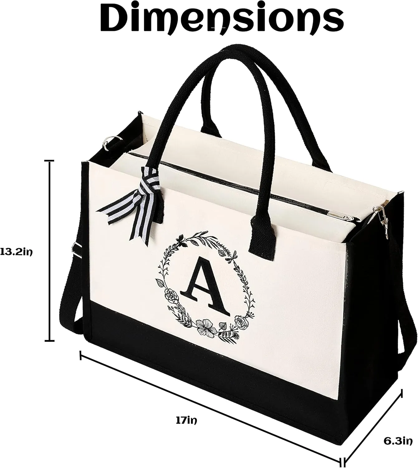 personalized bags for women,Tote Bag For Women,Initial Tote Bag For Women With Zipper