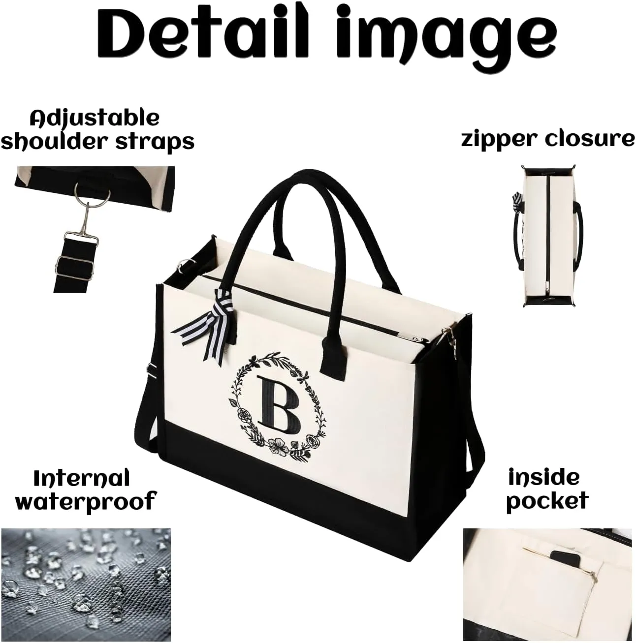 personalized bags for women,Tote Bag For Women,Initial Tote Bag For Women With Zipper