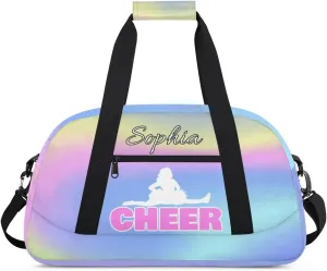 Personalized Cheer Bag with Name Custom Cheerleader Bags Cheer Dance Bag Customize Cheer Duffel Bag Overnight Weekender Bag, Colorful Blue