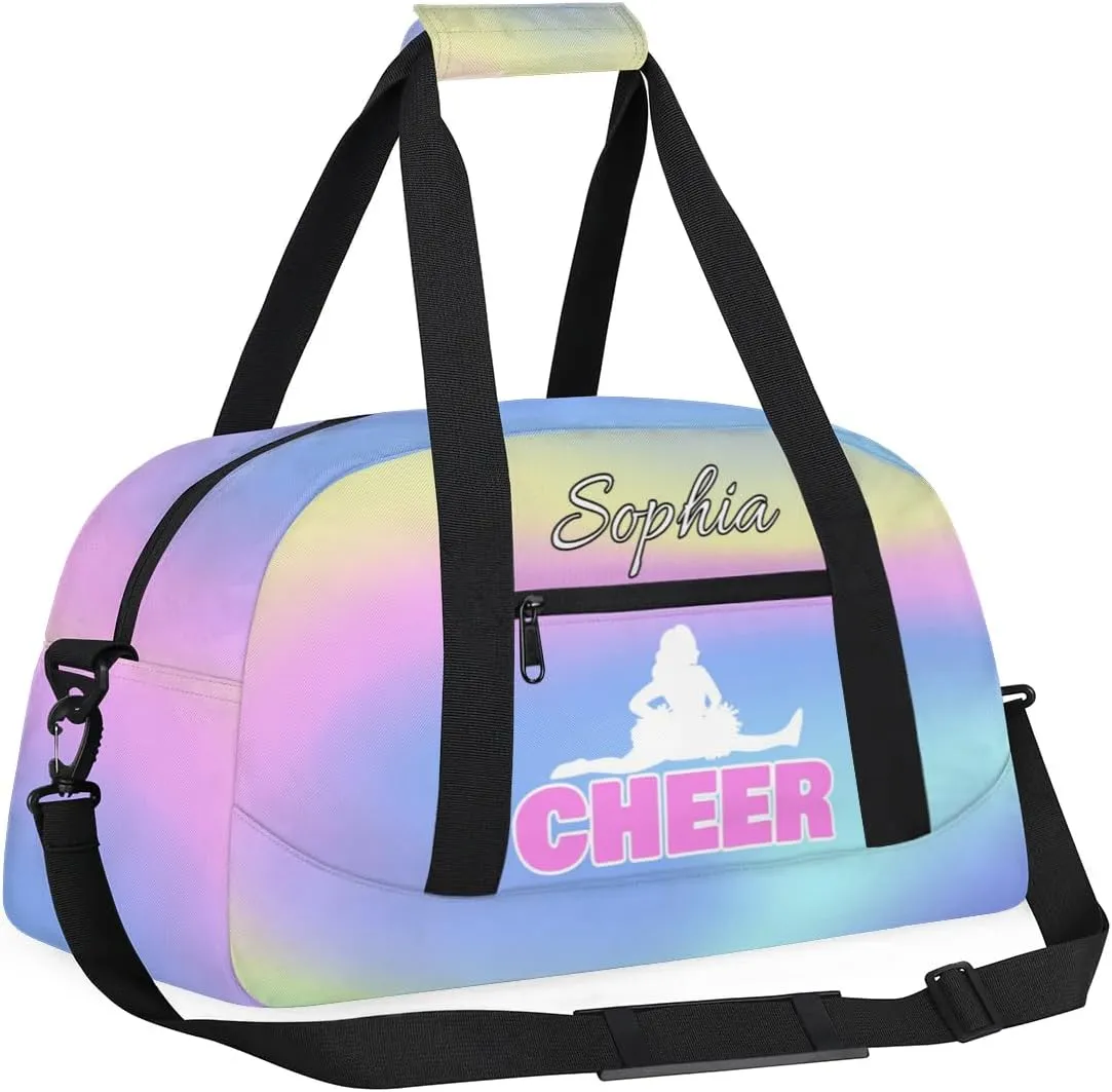 Personalized Cheer Bag with Name Custom Cheerleader Bags Cheer Dance Bag Customize Cheer Duffel Bag Overnight Weekender Bag, Colorful Blue