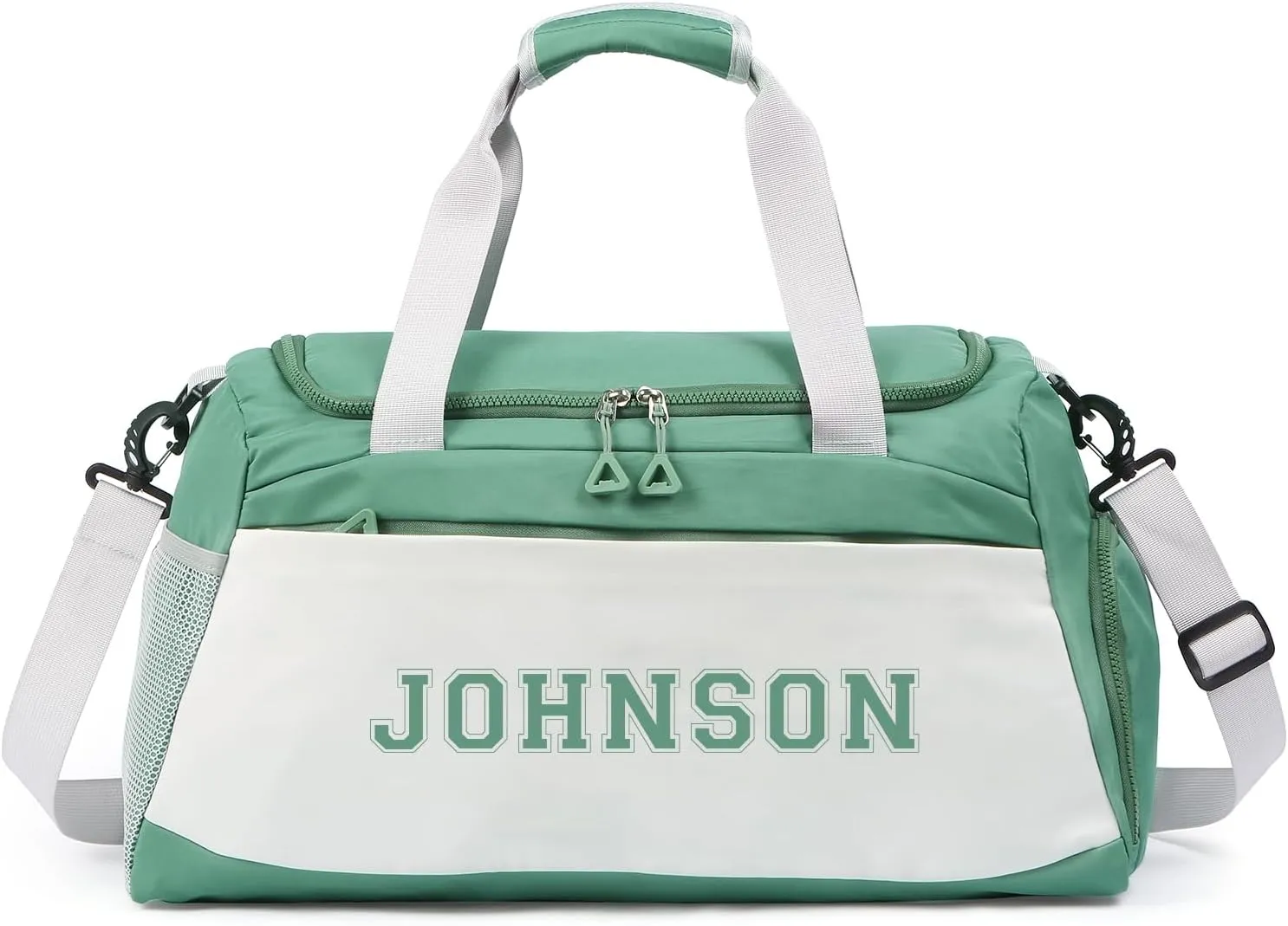 Personalized Duffel Bag Custom Sport Gym Travel Bags Embroidered Name Text Customized Dry Wet Separated Weekend Waterproof Bag for Women Men (A-green)