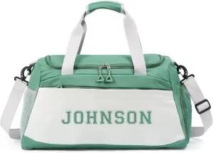 Personalized Duffel Bag Custom Sport Gym Travel Bags Embroidered Name Text Customized Dry Wet Separated Weekend Waterproof Bag for Women Men (A-green)