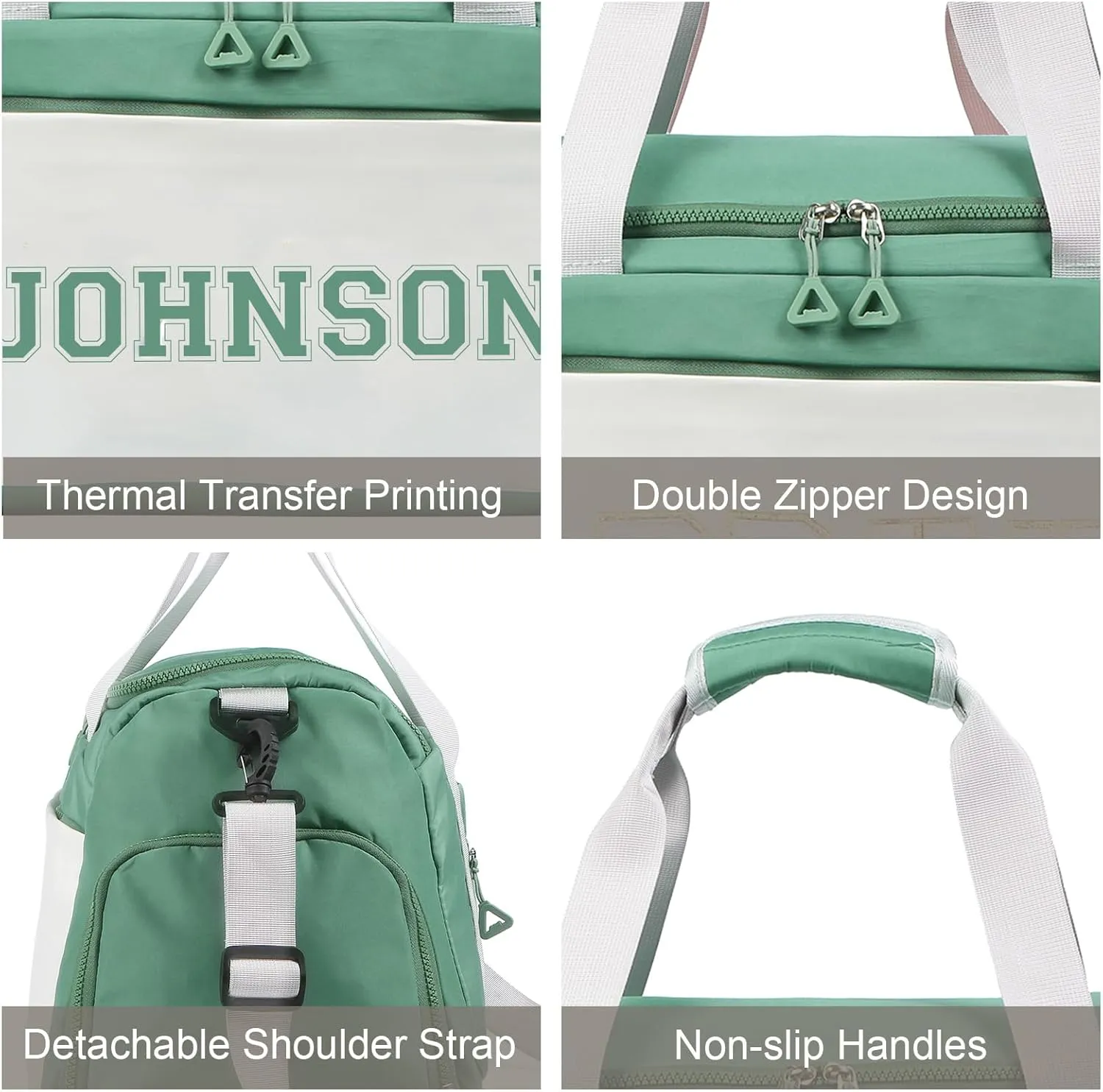 Personalized Duffel Bag Custom Sport Gym Travel Bags Embroidered Name Text Customized Dry Wet Separated Weekend Waterproof Bag for Women Men (A-green)