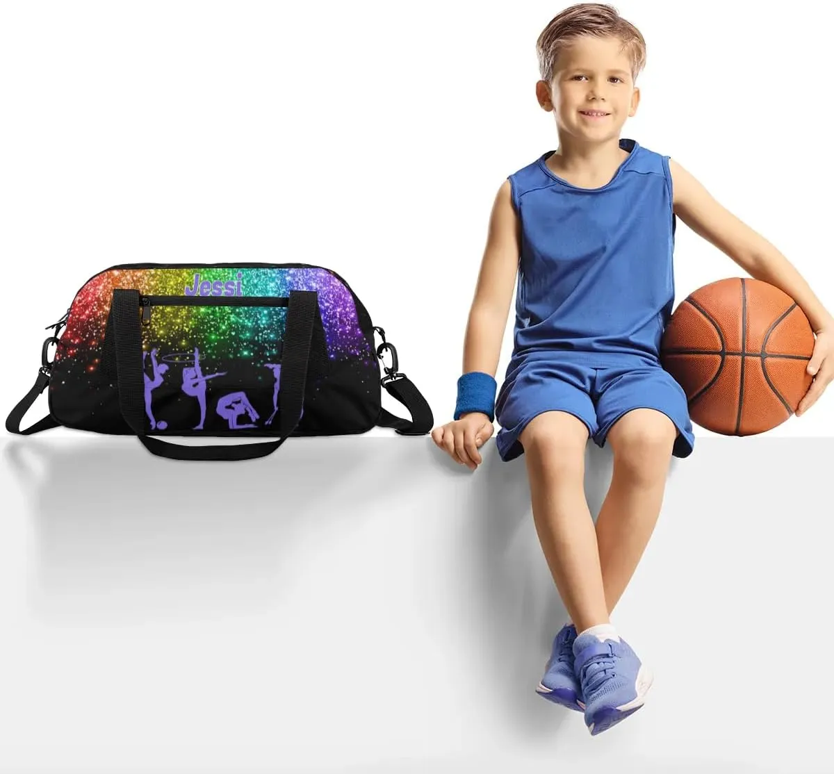 Personalized Kids Duffel Bag,Custom Sport Gym Bag for Girls,Weekender Overnight Bags Travel Duffel Bag,Customized Kids Gift Colorful Gymnastic