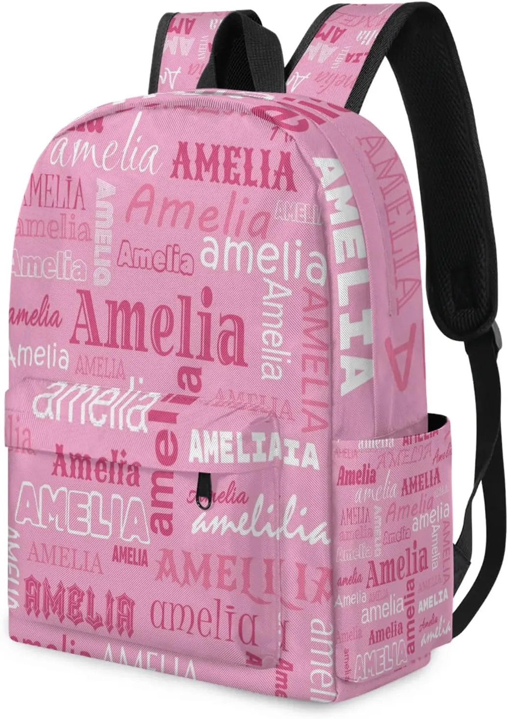 Personalized Name Backpack Custom Shoulder Bags for Women Men Waterproof Travel Casual Daypack Laoptop Bag 15.1in, Pink