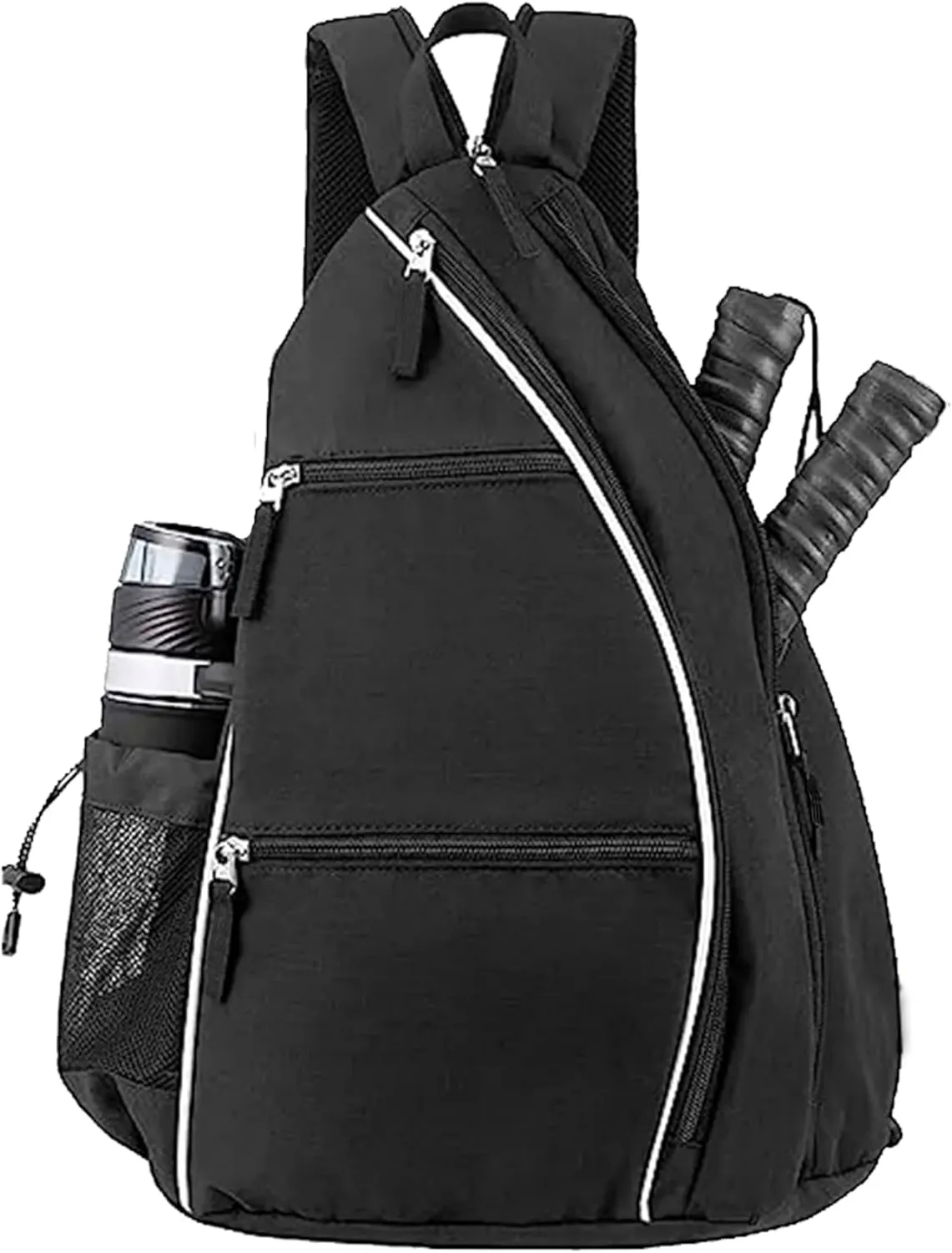 Personalized Pickleball Sling Bag Custom Paddle Backpack with Name or Logo Lightweight Durable Sports Gear Bag for Men Women Adjustable Strap Water Bottle Pocket Fence Hook Storage