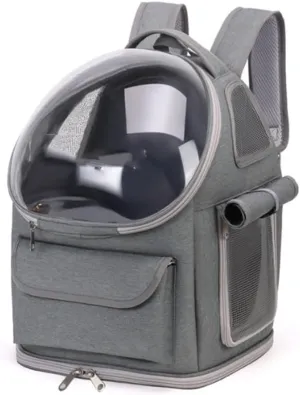 Pet Cat Bag Large Outdoor Portable Panoramic Space Cabin Handheld (Grey)