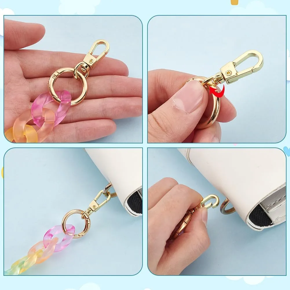 PH PandaHall 2pcs 17.1'' Transparent Acrylic Bag Chain with 1pc 12.2'' Wristlet Chain Straps, Frosted Rainbow Color Purse Strap Replacement Handbag Chains with Buckle for Women Bag DIY Purse