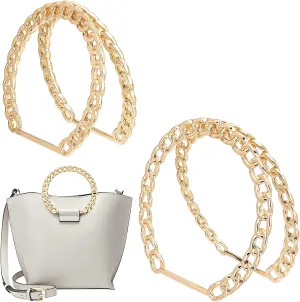 PH PandaHall Chain Bag Handle, 4pcs Handle Strap Metal Handle Replacement Decorative Purse Handle Twist Handbag Handle for Summer Handmade Bag Beach Bag Straw Handbags, Golden