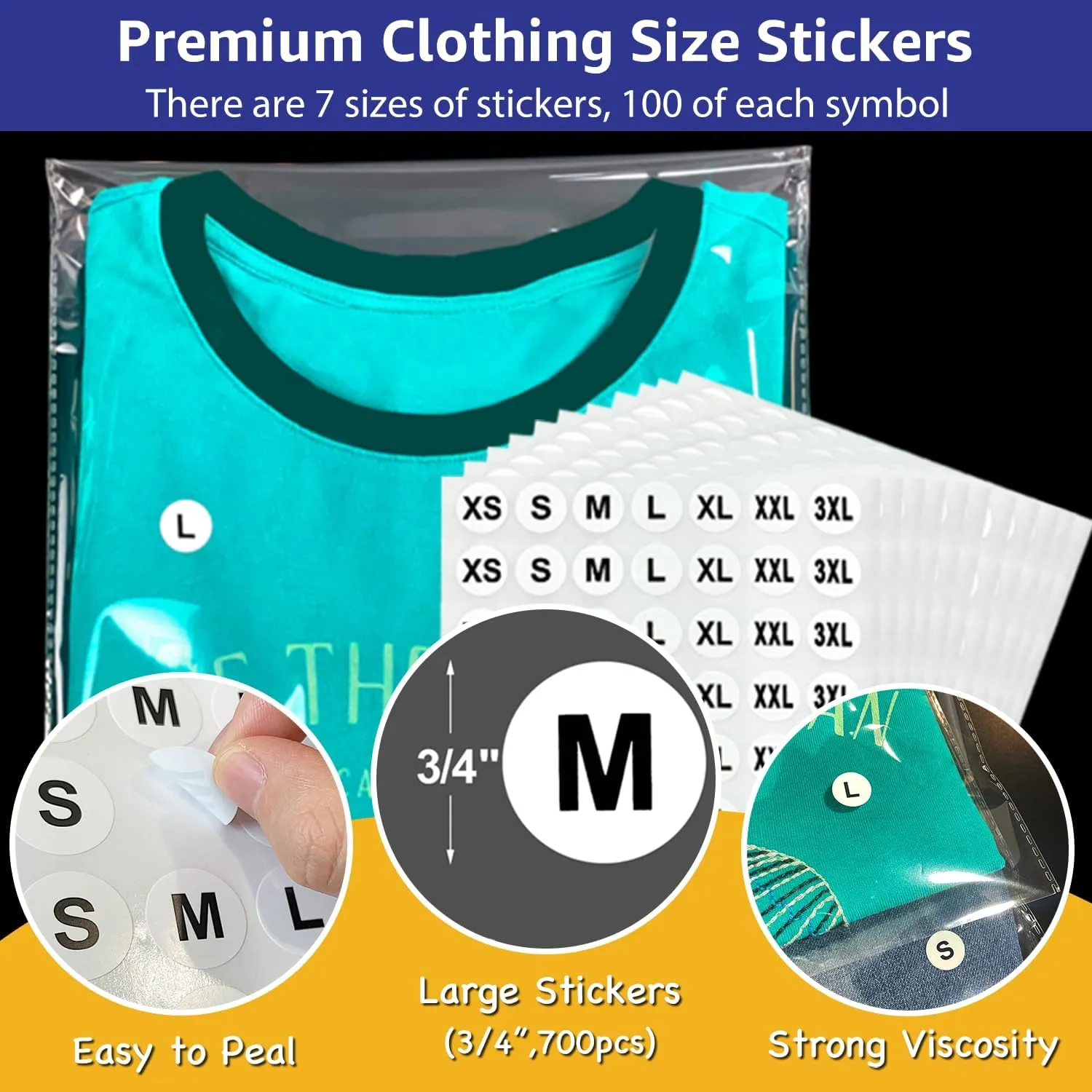 PigPotParty Clear Plastic T-Shirt Bags with Clothing Size Stickers, 12x15 Inches, 100 Pack, Cellophane Shirt Sleeves Packaging Bags for Small Business, Thick, Self-adhesive & Resealable