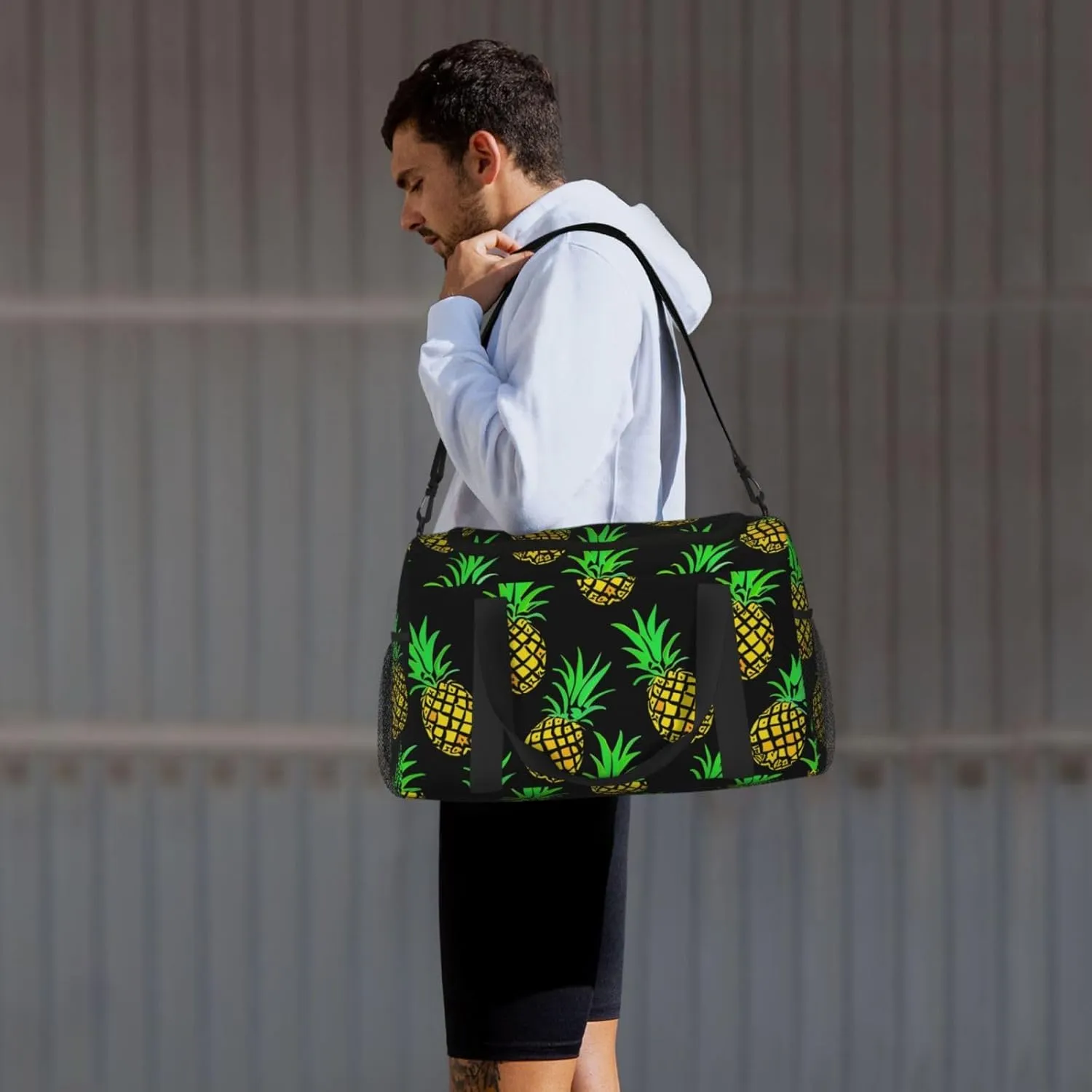Pineapples Pattern Duffle Bag Foldable Travel Tote Bag Carry On Large Weekender Overnight Bags Waterproof Gym Bag For Women Men