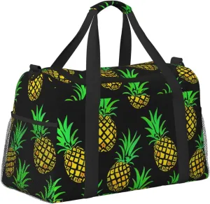 Pineapples Pattern Duffle Bag Foldable Travel Tote Bag Carry On Large Weekender Overnight Bags Waterproof Gym Bag For Women Men