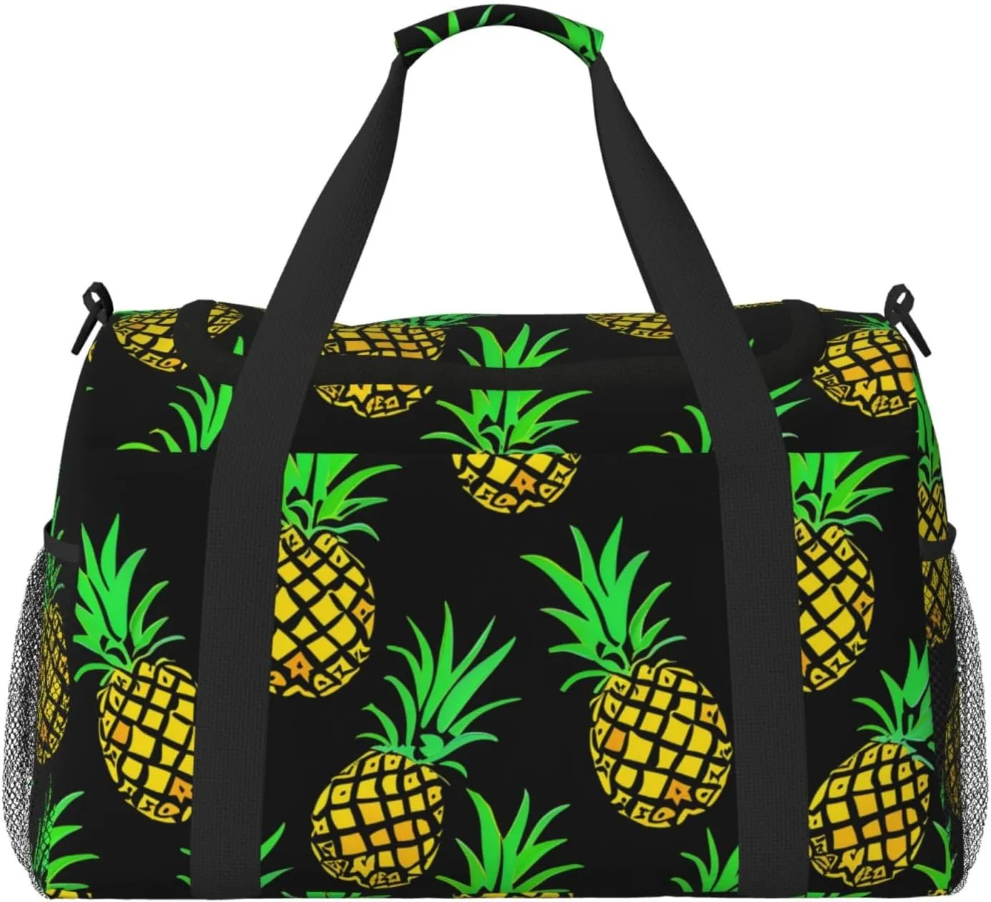 Pineapples Pattern Duffle Bag Foldable Travel Tote Bag Carry On Large Weekender Overnight Bags Waterproof Gym Bag For Women Men