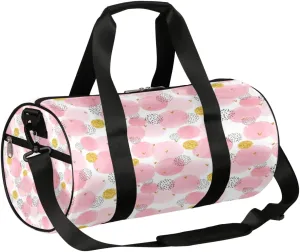 Pink Golden Circles Gym Bag Small Gym Duffel Bags for Men Women Cute Overnight Weekender Bag Lightweight Sport Duffle Bag Carry On Gymbag