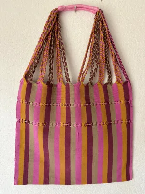 Pink, Marigold, Plum and Sea Green Loom Tote Bag
