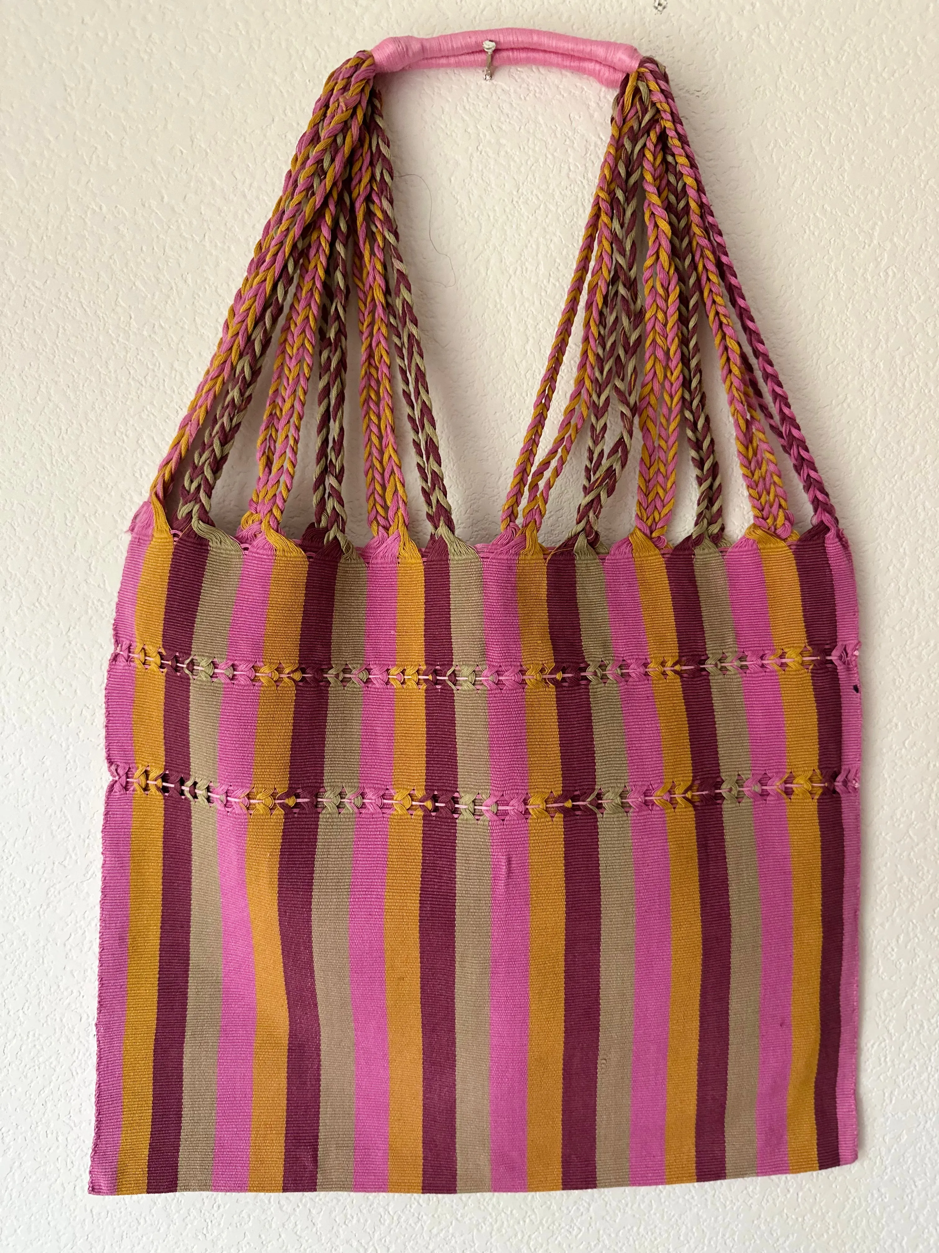 Pink, Marigold, Plum and Sea Green Loom Tote Bag
