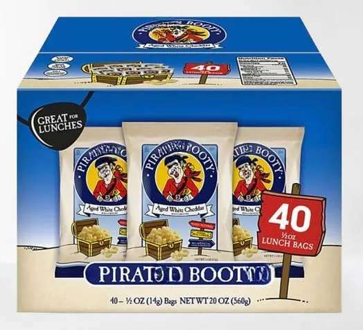 Pirate Booty Aged White Cheddar Puffs, 0.5 oz., Pack of 40 (Pack of 1)