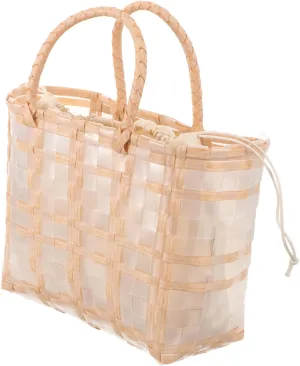 Plastic Braided Bag Stylish Tote for Women Woven Beach Bags Spacious Tote Inner Pocket for Travel Daily Use