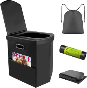 PORMYTRIP Portable Toilet Camping Toilet Foldable Toilet for Car Indoor Outdoor Commode Travel Toilet Portable Toilet for Camping,Tent,Hiking,Boating,Long Road Trips,Traffic jam,Home X-Large Black