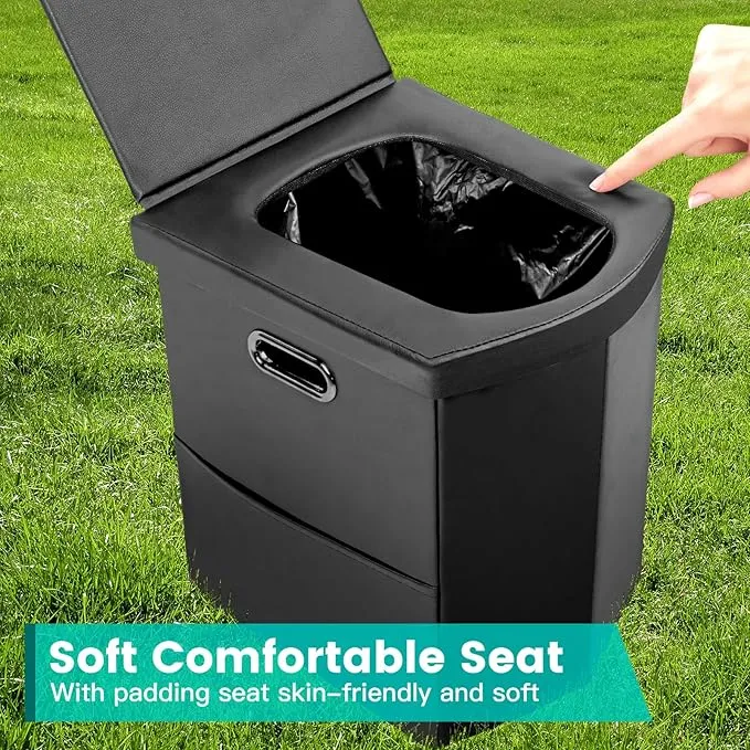 PORMYTRIP Portable Toilet Camping Toilet Foldable Toilet for Car Indoor Outdoor Commode Travel Toilet Portable Toilet for Camping,Tent,Hiking,Boating,Long Road Trips,Traffic jam,Home X-Large Black