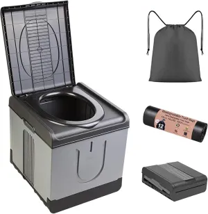 PORMYTRIP Portable Toilet Camping Toilet Foldable Toilet for Car Indoor Outdoor Commode Travel Toilet Portable Toilet for Camping,Tent,Hiking,Boating,Long Road Trips,Traffic jam,Home XX-Large Gray