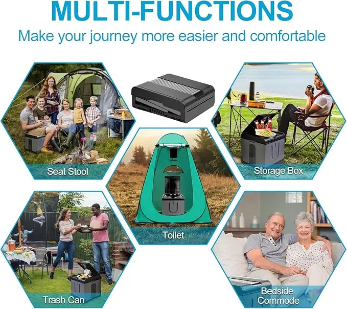 PORMYTRIP Portable Toilet Camping Toilet Foldable Toilet for Car Indoor Outdoor Commode Travel Toilet Portable Toilet for Camping,Tent,Hiking,Boating,Long Road Trips,Traffic jam,Home XX-Large Gray