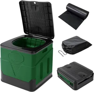 Portable Camping Toilets Porta Potty (Green)-Collapsible Outdoor Emergency Toilet with Cover,Suitable for Camping,Hiking,Traffic Jams,Outdoor Excretion.