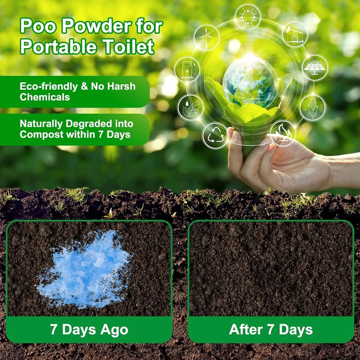 Portable Toilet Bags with Drawstring & Lemon Scent, Biodegradable Camping Toilet Bags for Portable Potty, 8 Gallon Thickened Compostable Bags for Bucket Toilet Adults Car (25 Toilet Bags 25 POO gel)