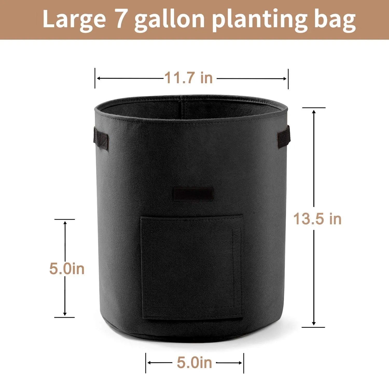 Potato Planter Bags 3-Pack 7 Gallons Grow Bags Aeration Tomato Plant Pots with Flap and Handles (Black)