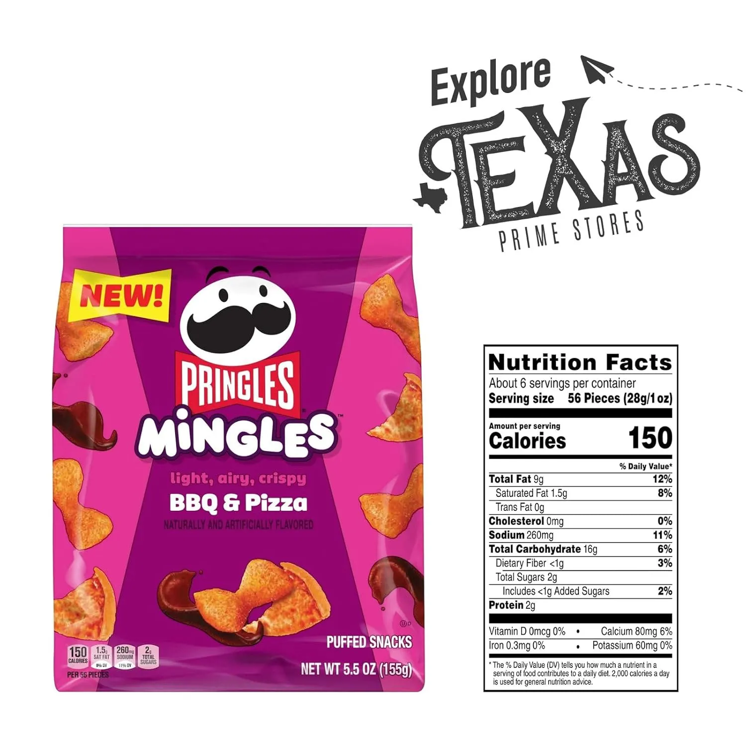 Pringles 6- Count of Bbq & Pizza Flavored Puffed Snacks, Gluten-Free On-The-Go Lunch Snack 5.5oz Bag   1 Utility Freebie by Unique Outlet