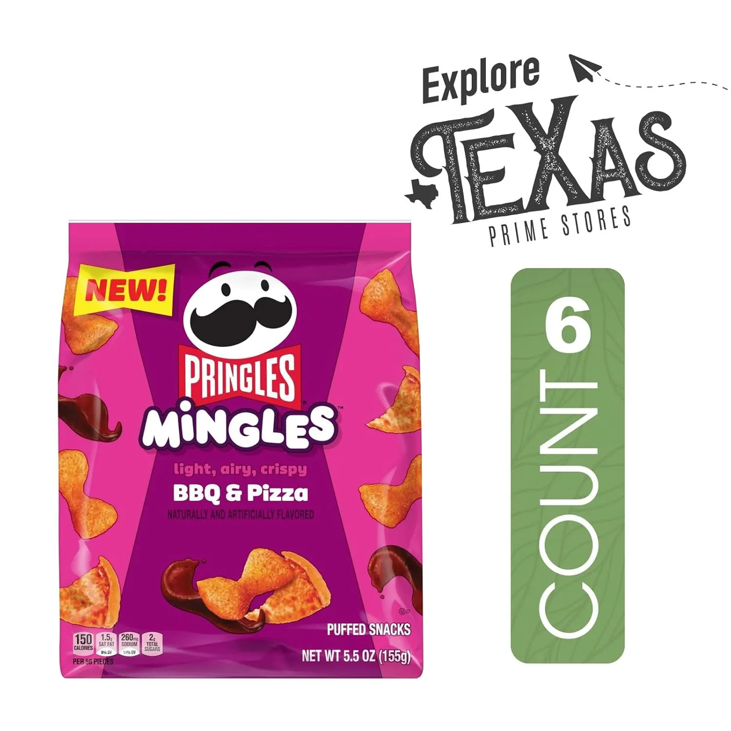 Pringles 6- Count of Bbq & Pizza Flavored Puffed Snacks, Gluten-Free On-The-Go Lunch Snack 5.5oz Bag   1 Utility Freebie by Unique Outlet