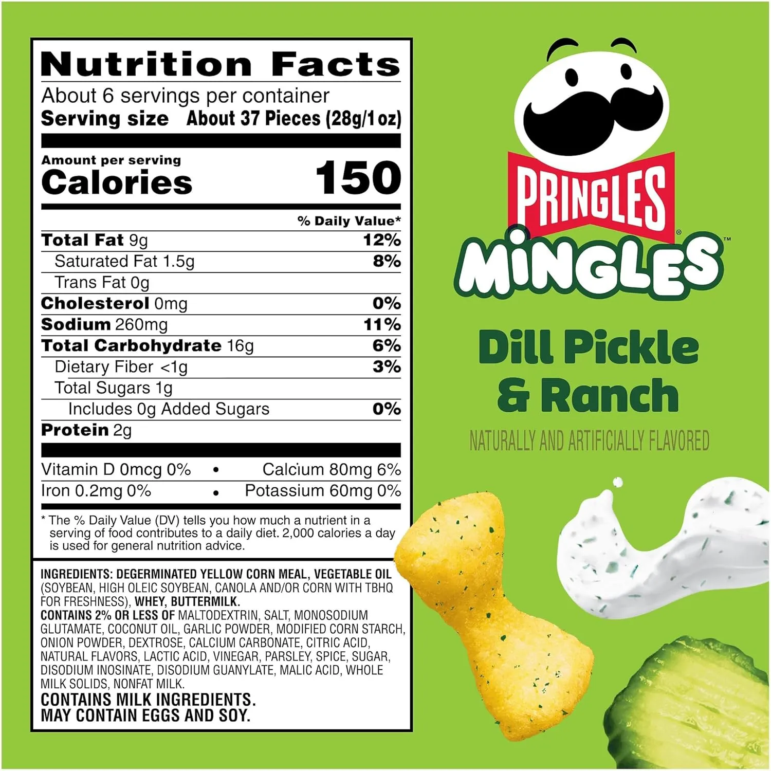 Pringles Mingles Puffed Snacks, Dill Pickle and Ranch, Salty Snacks (6 Bags)