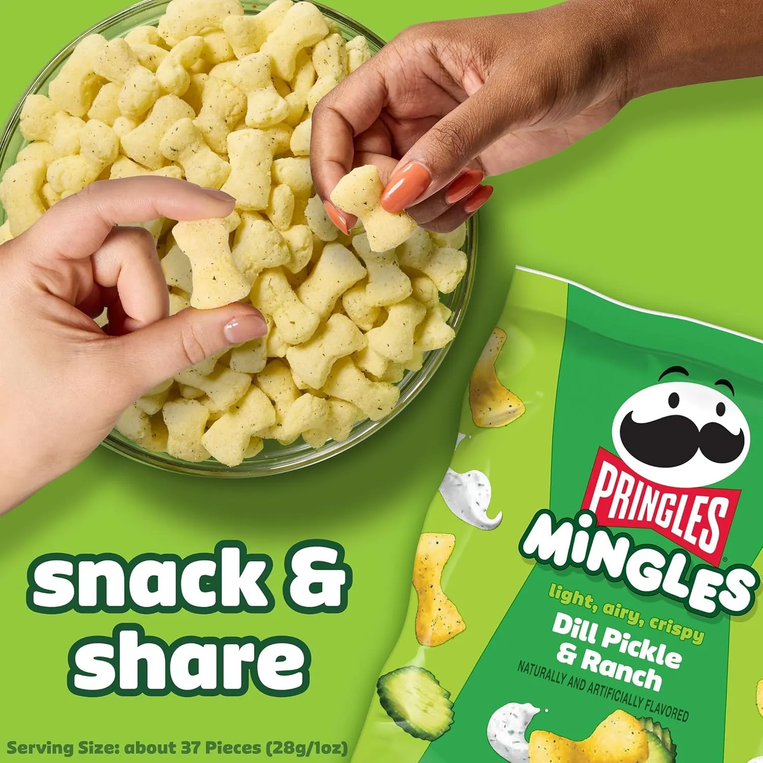 Pringles Mingles Puffed Snacks, Dill Pickle and Ranch, Salty Snacks (6 Bags)
