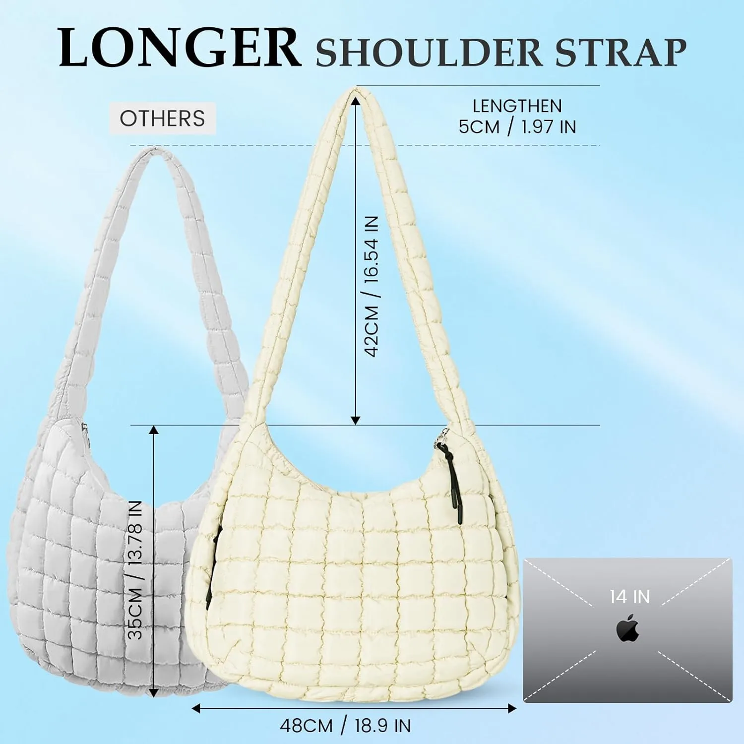 Puffer Tote Bag Quilted Carryall Bag Crossbody Bag Puffy Shoulder Bag for Women Lightweight Hobo Bags