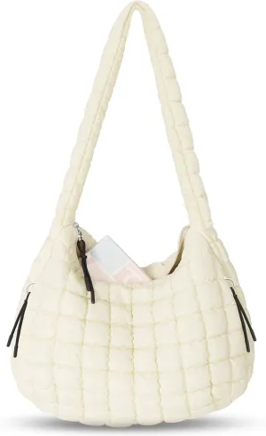 Puffer Tote Bag Quilted Carryall Bag Crossbody Bag Puffy Shoulder Bag for Women Lightweight Hobo Bags