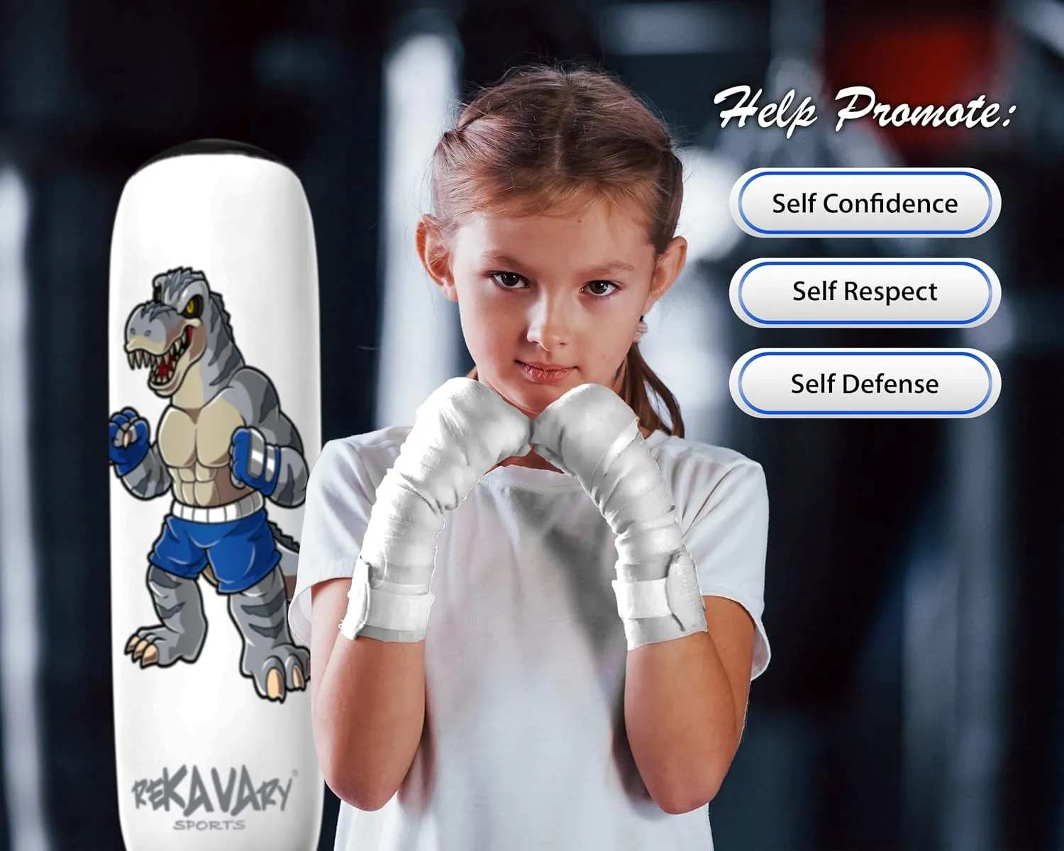 Punching Bag for Kids - 5' 3" Tall and Stable - Ninja Kids Inflatable Punching Bag Combo Kit with Kids Boxing Gloves, a Pump and Repair Kit. Boxing Bag for Immediate Bounce Back