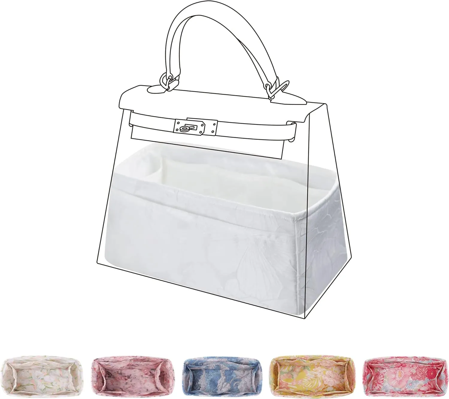 Purse Organizer Insert For Kelly mini/25/28/32/35 bags, Lightweight Bag Organizer Liner, Luxury Handbag Tote Shaper Inner Bag (KL25, Snowflake)
