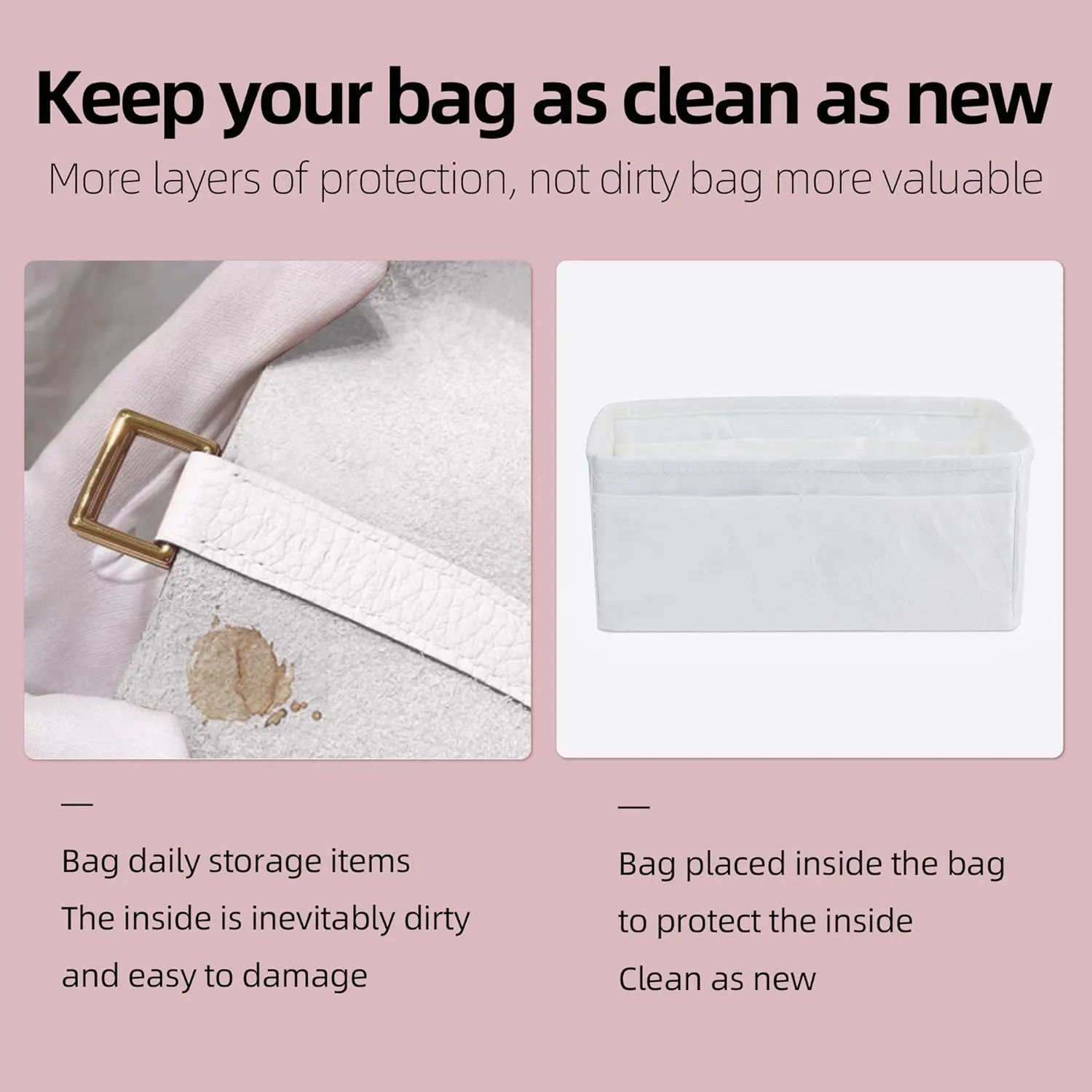 Purse Organizer Insert For Kelly mini/25/28/32/35 bags, Lightweight Bag Organizer Liner, Luxury Handbag Tote Shaper Inner Bag (KL25, Snowflake)