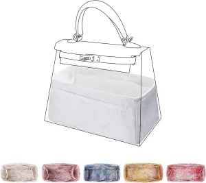 Purse Organizer Insert For Kelly mini/25/28/32/35 bags, Lightweight Bag Organizer Liner, Luxury Handbag Tote Shaper Inner Bag (KL25, Snowflake)