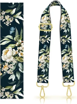 Purse Strap Replacement Belt Crossbody 1.5" Wide Golden Buckle Cute Shoulder Strap Durable Adjustable Guitar Straps for Canvas Bag Handbag Beautiful Flowers