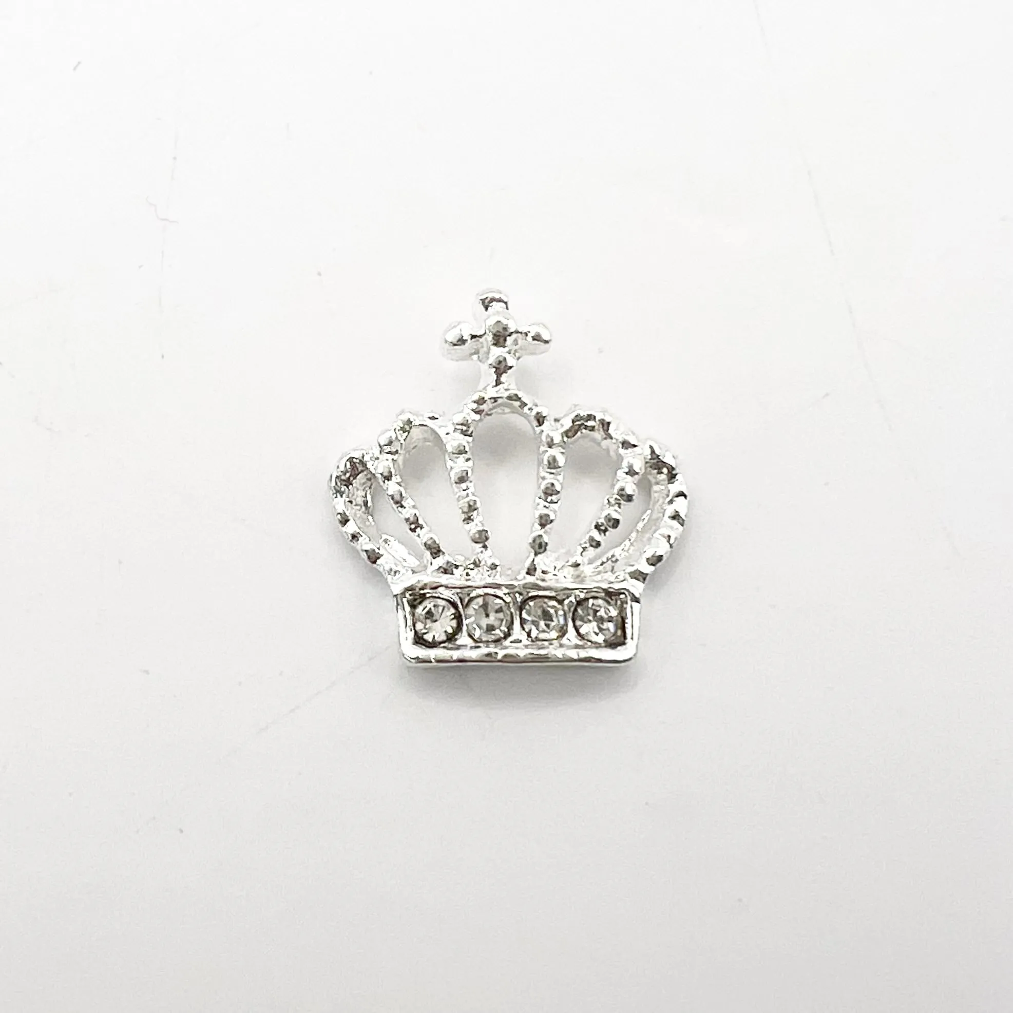 Queen - Nail Charms 10pc - #342 Silver White Crystal Crowns