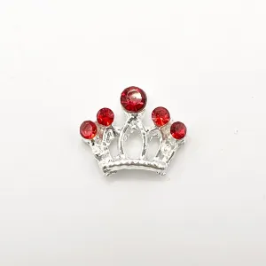 Queen - Nail Charms 10pc - #363 Silver Red Stone Crowns