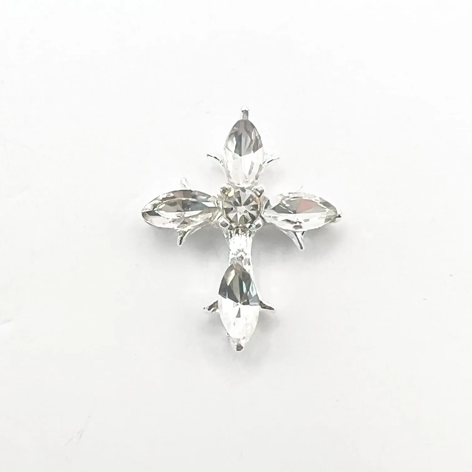 Queen - Nail Charms 10pc - #386 Silver Crystal Crosses