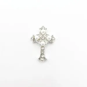 Queen - Nail Charms 10pc - #387 Silver Pearl Crosses