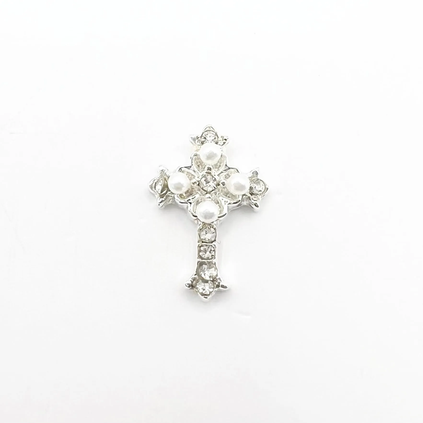Queen - Nail Charms 10pc - #387 Silver Pearl Crosses