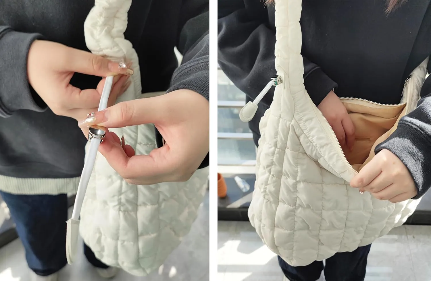 Quilted Tote Bag for Women Puffer Bag Lightweight Padding Shoulder Purse Hobo Bags Satchel Handbag Cloud Bags with Zip 2025