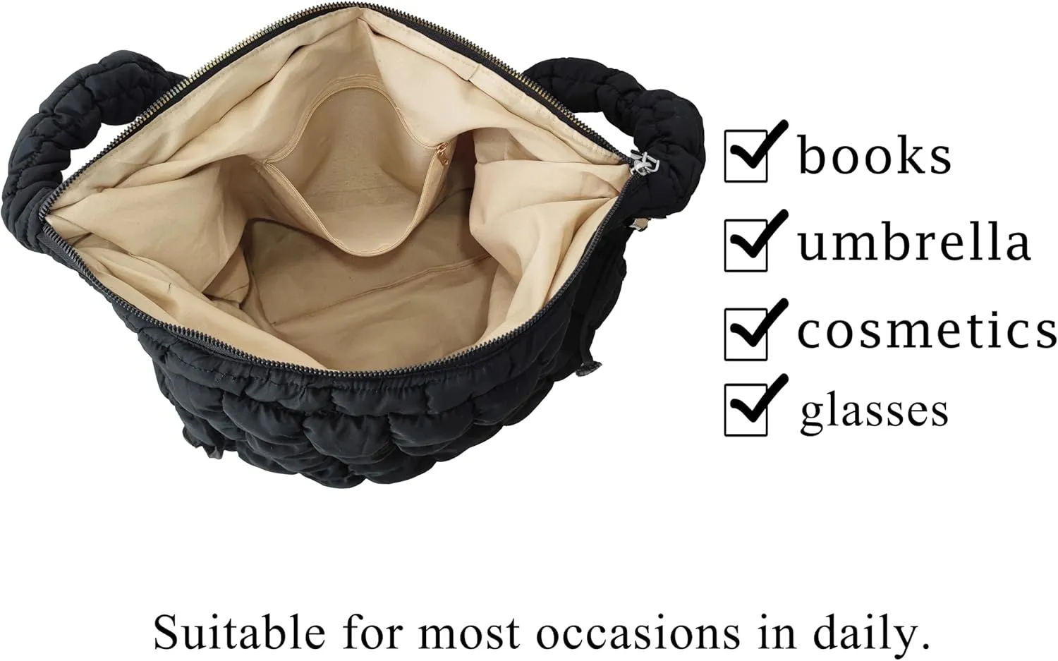 Quilted Tote Bag for Women Puffer Bag Lightweight Padding Shoulder Purse Hobo Bags Satchel Handbag Cloud Bags with Zip 2025