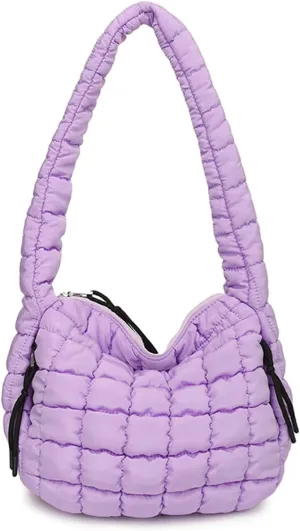 Quilted Tote Bag - Small Lightweight Puffer Hobo Bag for Women